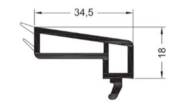 Штапик 34,5 мм с черным уплотнением 6м. (144м./1728м.)